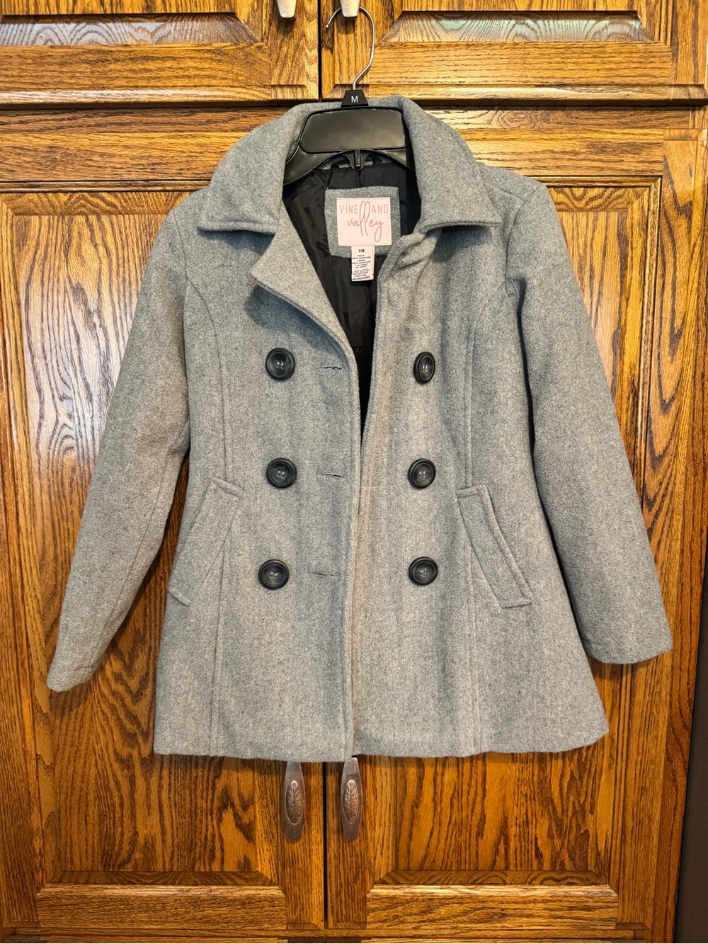 Girl's Gray Double-Breasted Peacoat